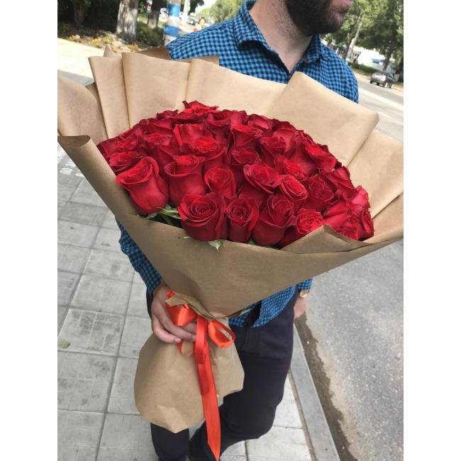 Букет 51 красная роза 60 см