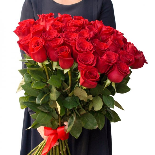 21 красная роза 50 см