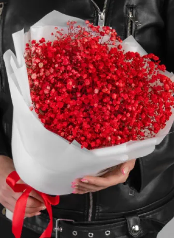 Букет из 9 веток гипсофилы цвета красный от интернет-магазина цветов в 