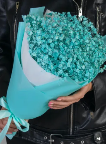 Букет из 9 веток гипсофилы цвета мята от интернет-магазина цветов в 