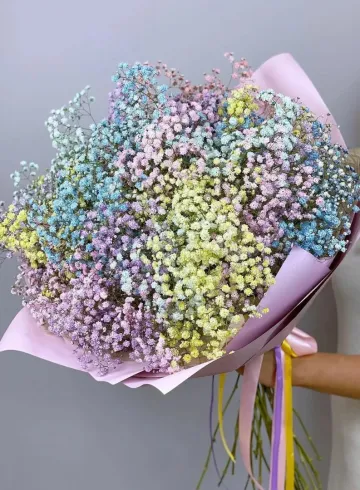 Букет из 15 веток гипсофилы микс от интернет-магазина цветов в 